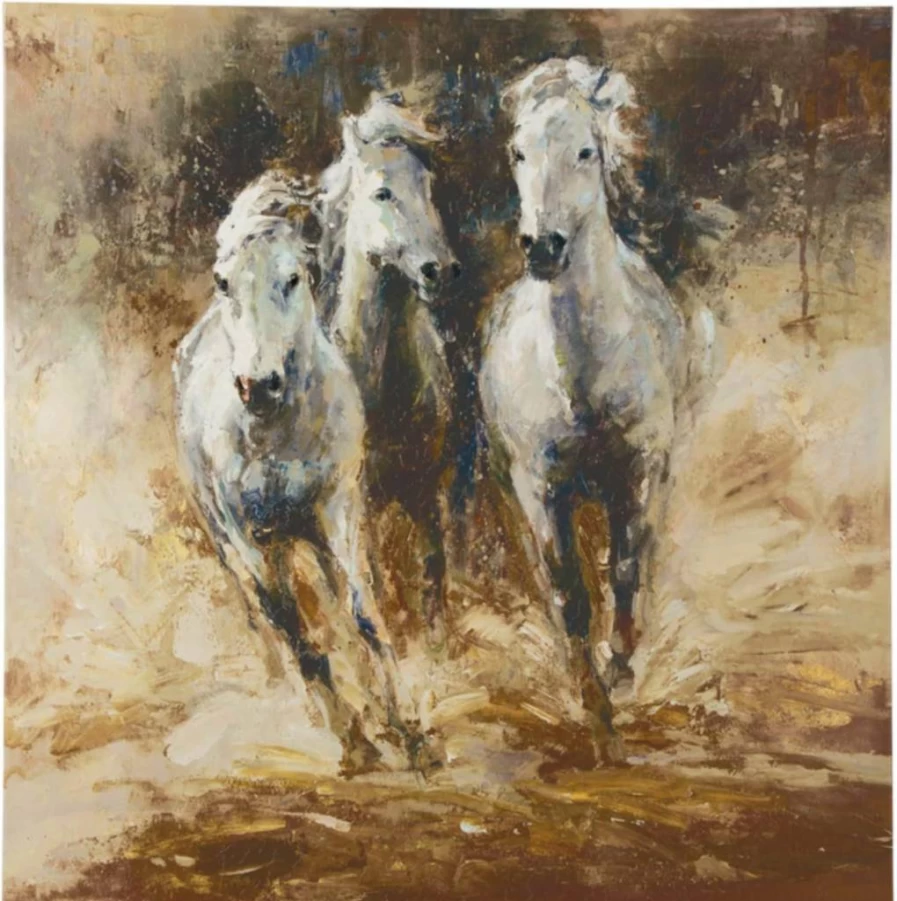 Signature Design by Ashley Odero Abstract Horse Canvas Art - 48"x38" Brown & White Textured Wall Decor
