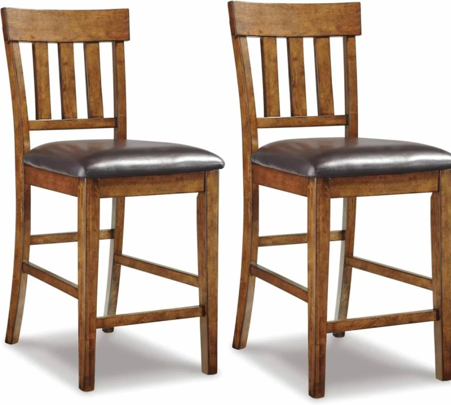 Signature Design by Ashley Haddigan 24" Dark Brown Upholstered Counter Height Bar Stools, Set of 2