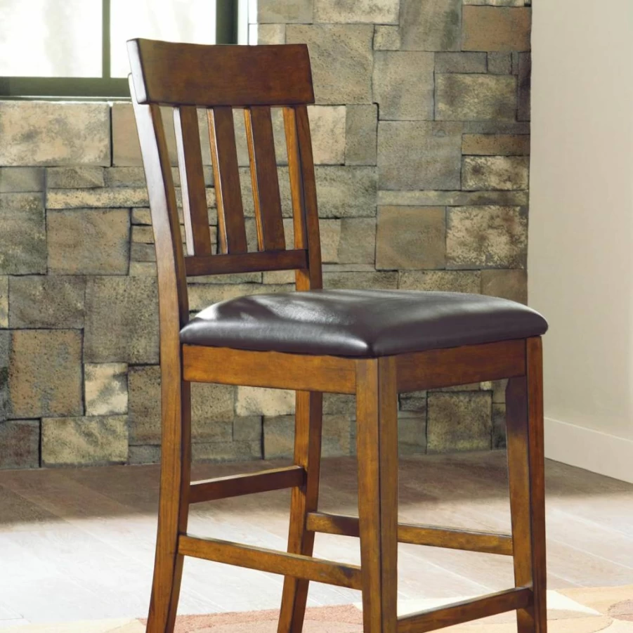 Signature Design by Ashley Haddigan 24" Dark Brown Upholstered Counter Height Bar Stools, Set of 2