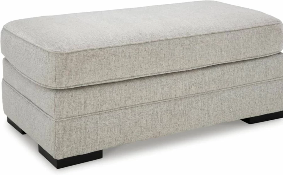 Signature Design by Ashley Eastonbridge Light Gray Upholstered Rectangular Ottoman for Living Room