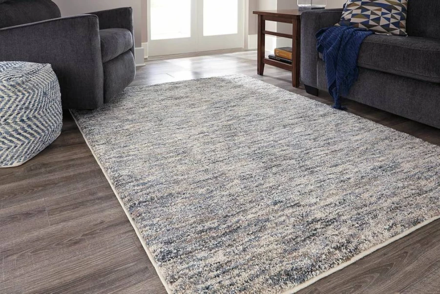Signature Design by Ashley Marnin 8' x 10' Area Rug - Soft High Pile Multi-Tonal Accent Rug in Tan, Blue & Cream for Living Room, Bedroom