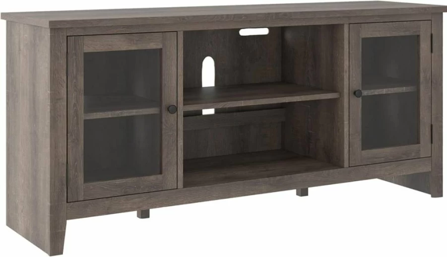 Signature Design by Ashley Dorrinson Whitewash Farmhouse TV Stand for Up to 58" TVs with Optional Fireplace