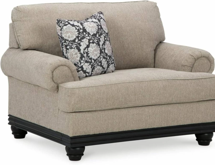 Signature Design by Ashley Elbiani Oversized Upholstered Chair with Accent Pillow - Light Brown Classic Comfort