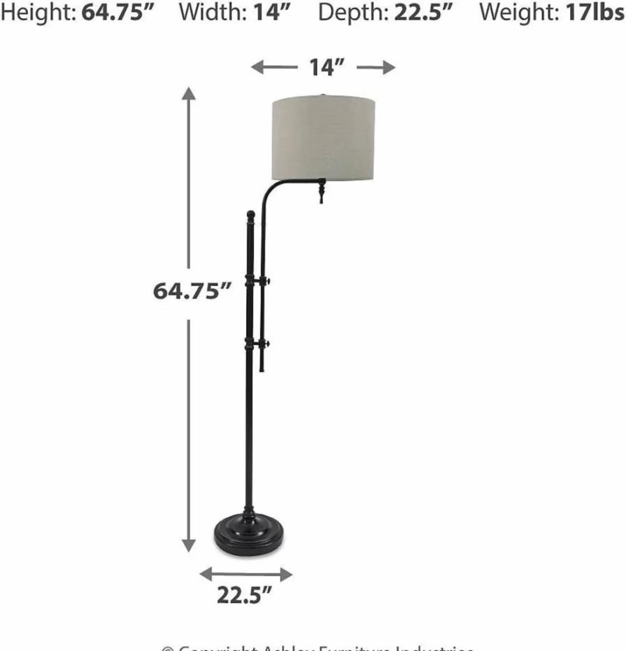 Signature Design by Ashley Anemoon 34.5" Black Industrial Rustic Table Lamp for Home Decor