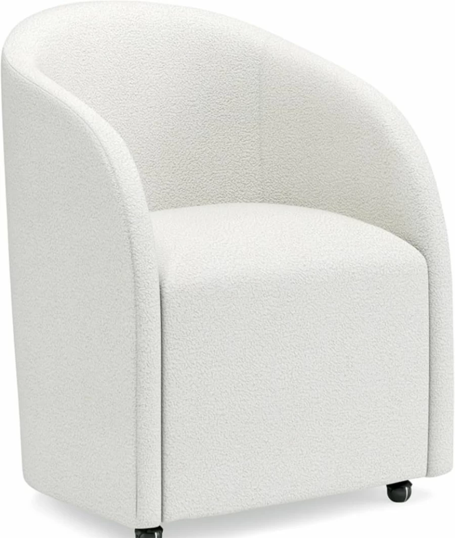 Signature Design by Ashley Korestone Modern White Upholstered Office Desk Chair with Roller Casters
