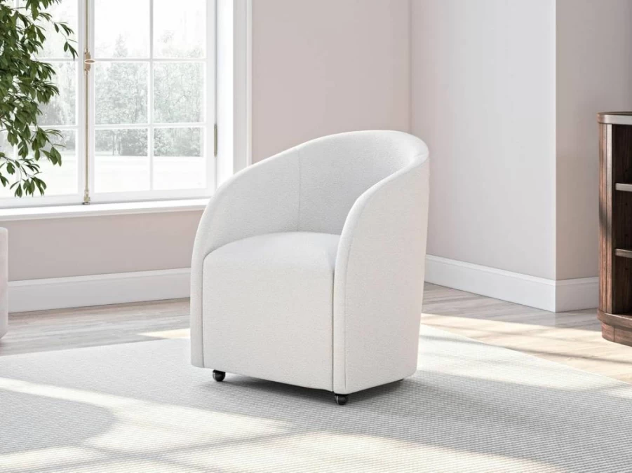 Signature Design by Ashley Korestone Modern White Upholstered Office Desk Chair with Roller Casters