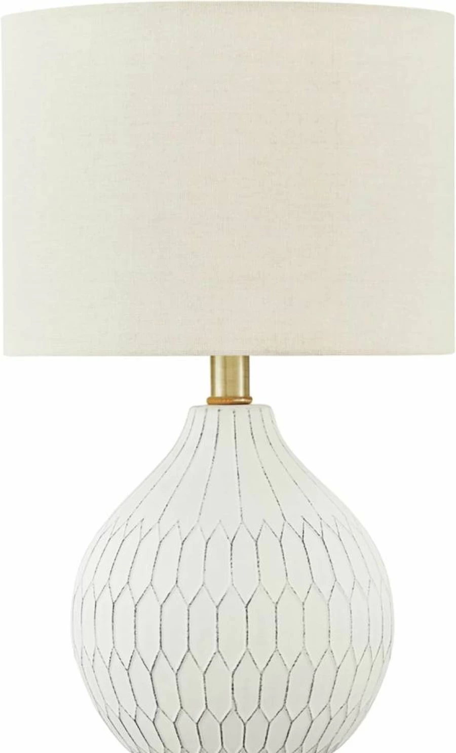 Signature Design by Ashley Wardmont 18-Inch White Ceramic Table Lamp - Modern Dimensional Design for Home Decor