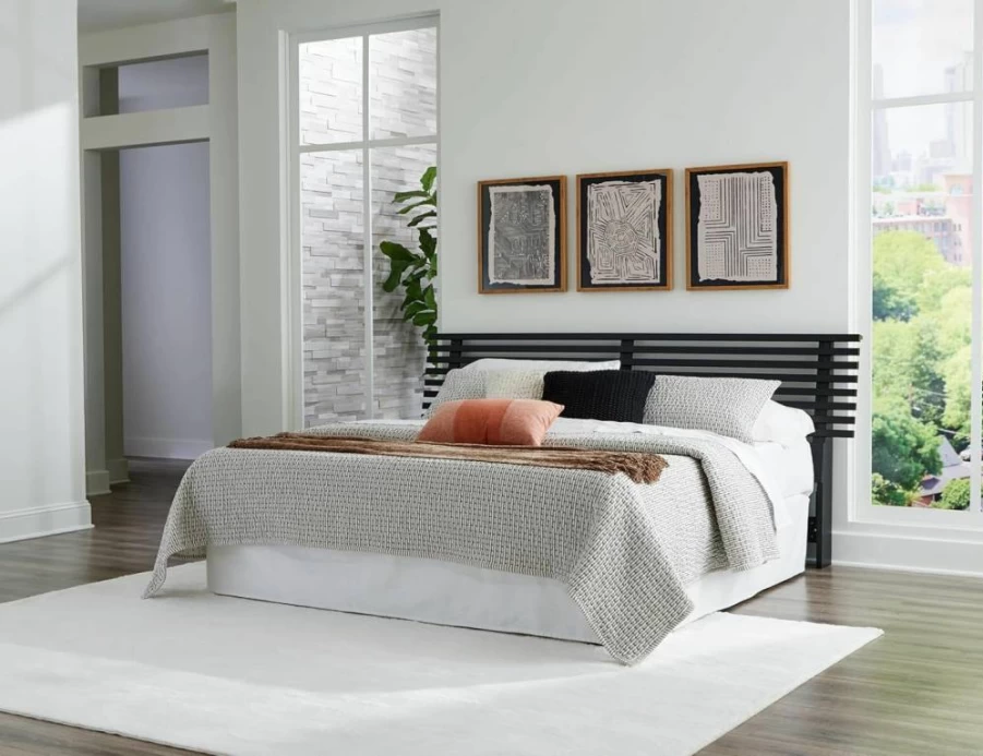 Signature Design by Ashley Danziar Modern Queen Size Black Slat Headboard for Bedroom