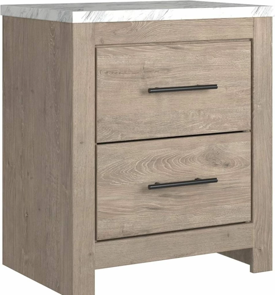 Signature Design by Ashley Gerridan Coastal 24.72" Nightstand with 2 Drawers in White & Gray Finish