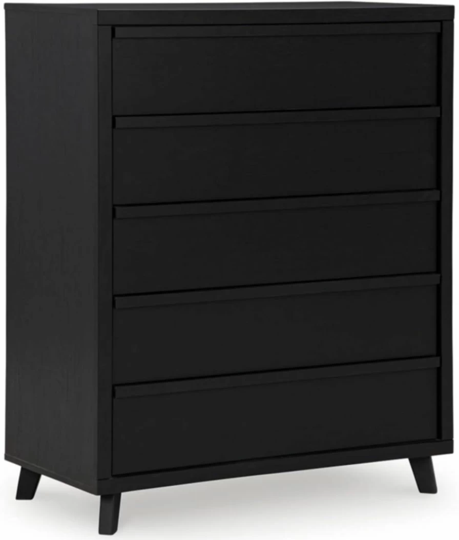 Signature Design by Ashley Danziar Modern 6-Drawer Dresser with Safety Stop - Black Bedroom Chest