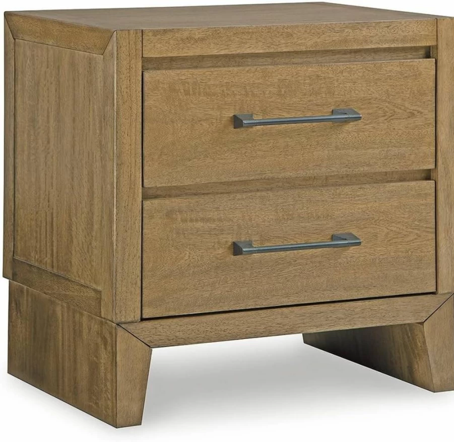 Signature Design by Ashley Sherbana Light Brown 2-Drawer Nightstand, Casual Bedside Table for Bedroom