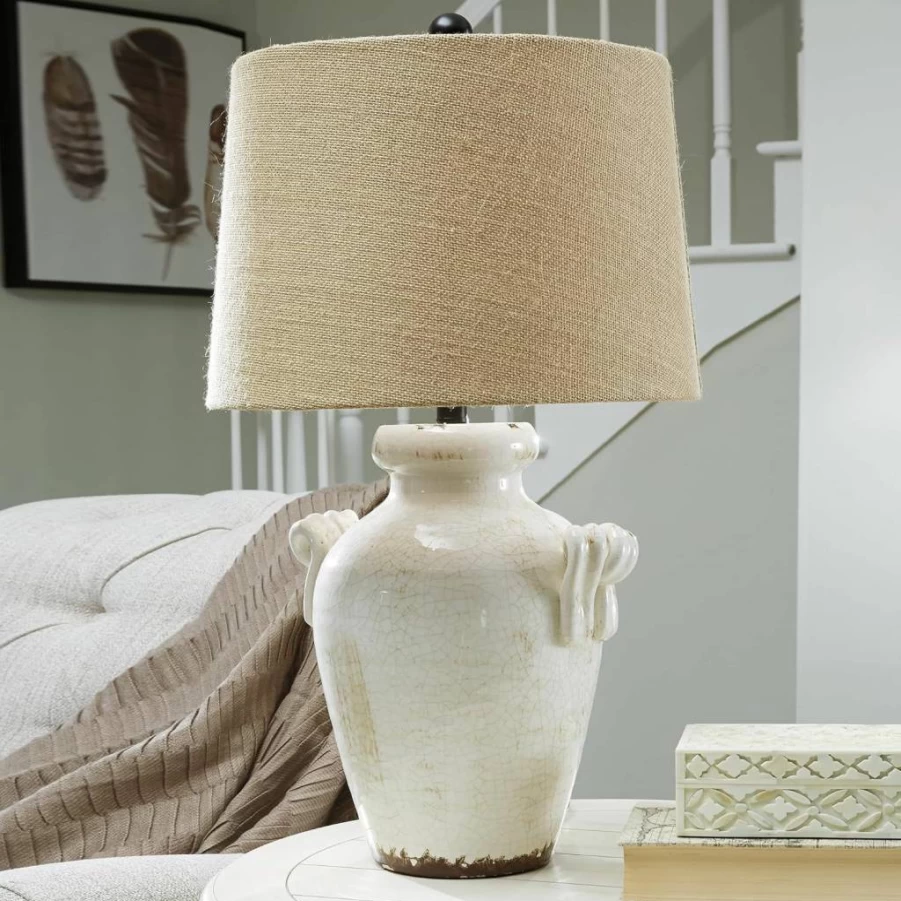 Signature Design by Ashley Manasa 26" Metal Table Lamp in Light Brown - Modern Home Lighting
