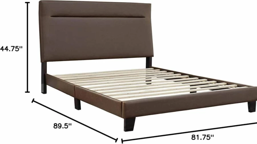 Signature Design by Ashley Adelloni King Bed with Adjustable Headboard - Modern Upholstered Platform Bed in Brown