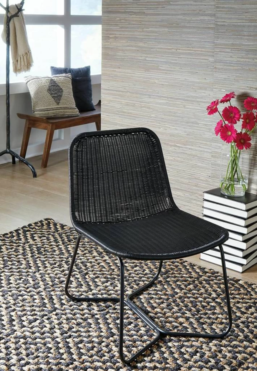 Signature Design by Ashley Daviston 16.75" Black Accent Chair - Modern Home Decor