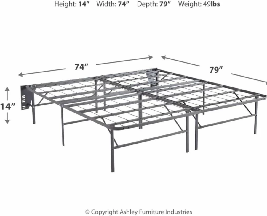Signature Design by Ashley 14 Inch Queen Mattress Foundation - RTA Bed Base, Sturdy Support, No Box Spring Needed