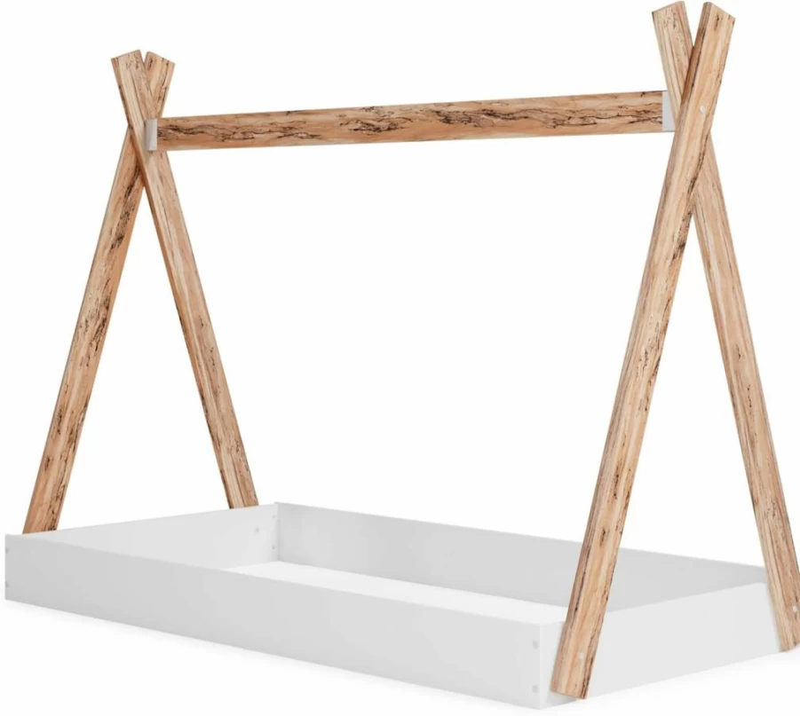 Signature Design by Ashley Hallityn Kids Floor Tent Bed - No Box Spring Required, White, Casual Youth & Toddler Sleeping Solution