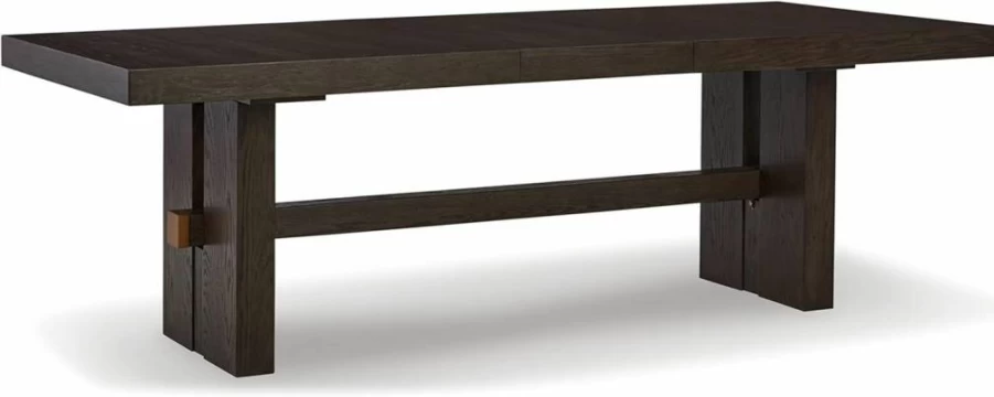 Signature Design by Ashley Burkhaus Traditional Dark Brown Rectangle Extendable Dining Table