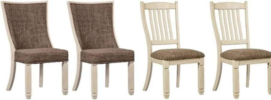 Signature Design by Ashley Bolanburg Modern Farmhouse Dining Chairs - Set of 2, Brown Upholstered Seats, Rustic Chic Kitchen & Dining Room Furniture