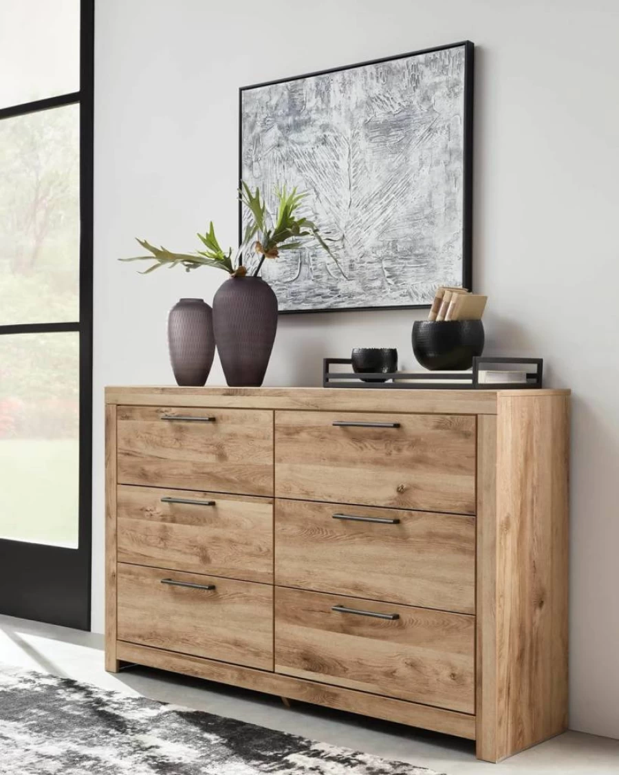 Signature Design by Ashley Drystan 6-Drawer Dresser in Weatherworn Brown - Rustic Industrial Style Chest