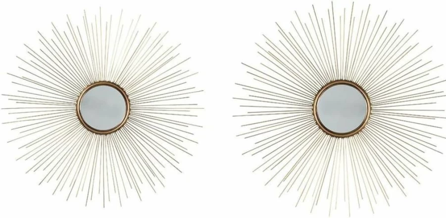 Signature Design by Ashley Elspeth Modern 42 Inch Round Gold Wall Mirror - Contemporary Decorative Accent Mirror
