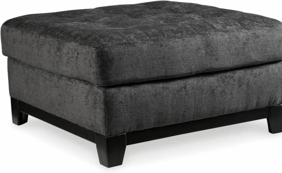 Signature Design by Ashley Reidshire Modern Square Tufted Oversized Storage Ottoman in Gray – Contemporary Accent Footrest Stool