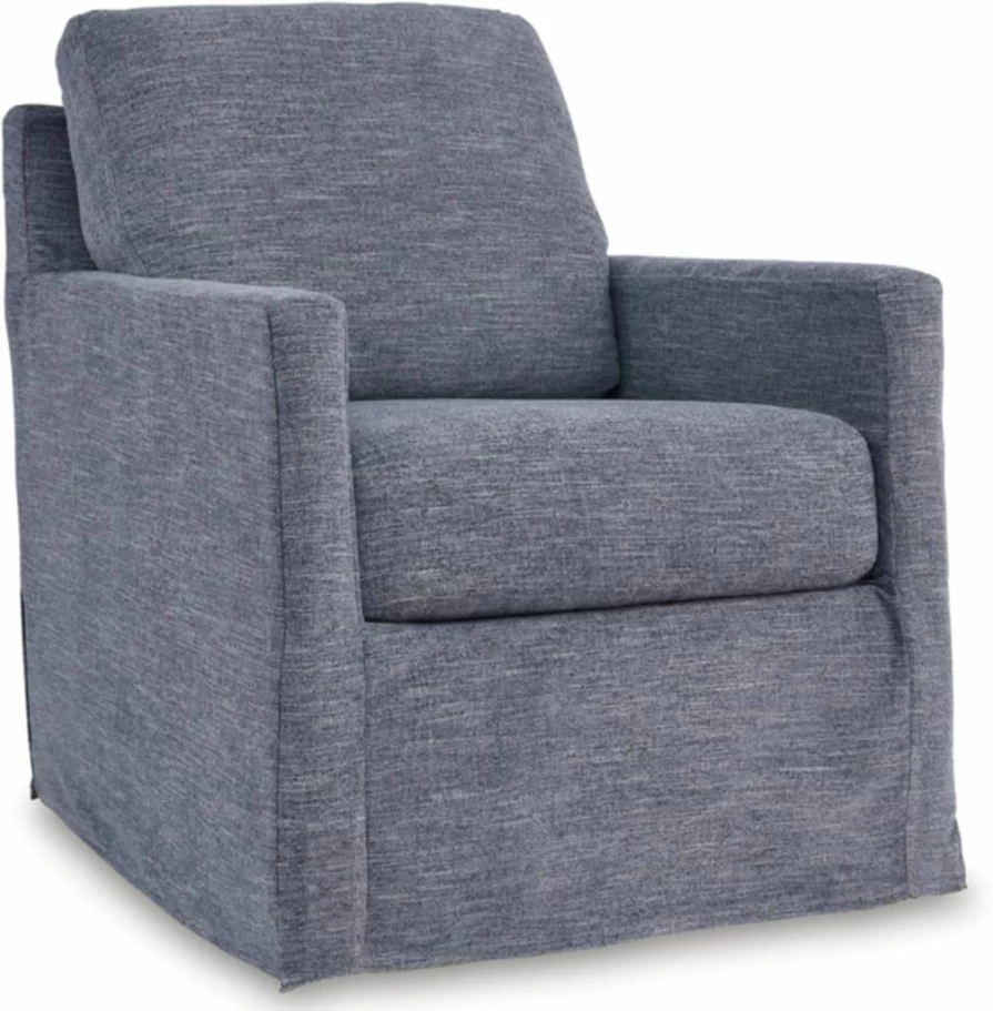Signature Design by Ashley Nenana Swivel Glider Accent Chair with Removable Slipcover, UV-Resistant Nuvella Fabric, Light Gray