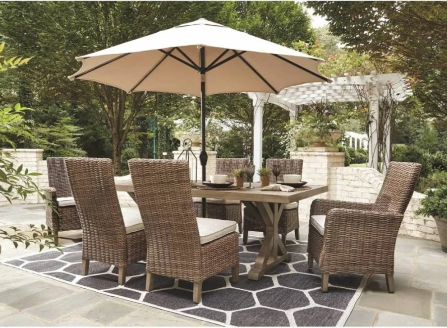 Signature Design by Ashley Beachcroft Brown Wicker Armchair with Cushion - Set of 2