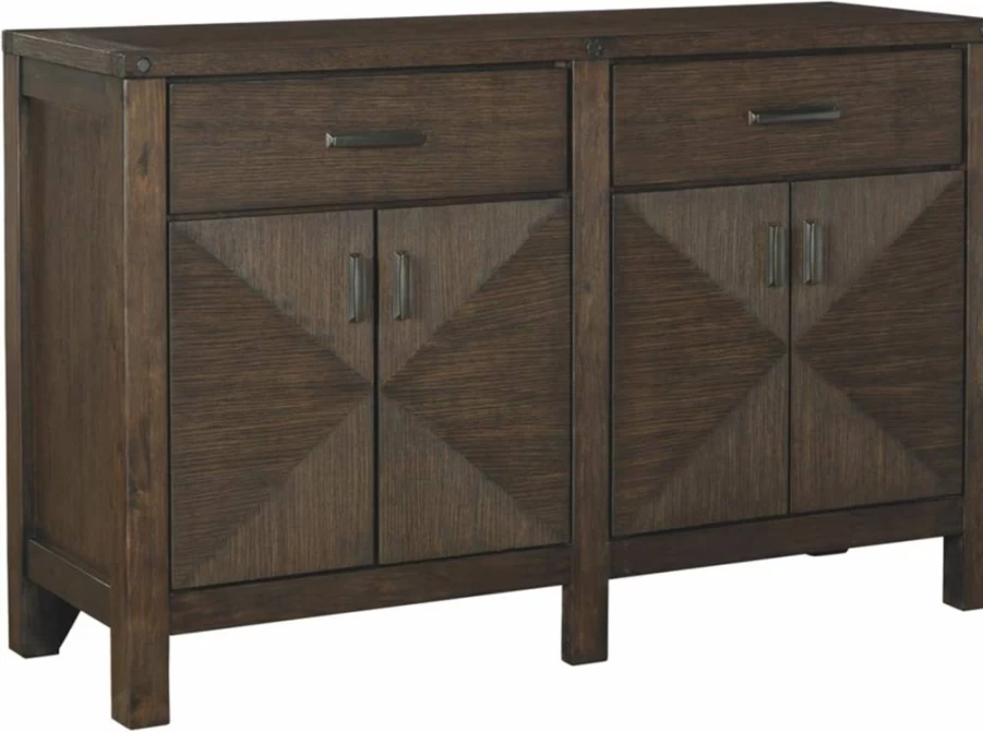 Signature Design by Ashley Dellbeck Modern Dining Room Buffet Cabinet - Stylish Brown Sideboard Server for Contemporary Decor