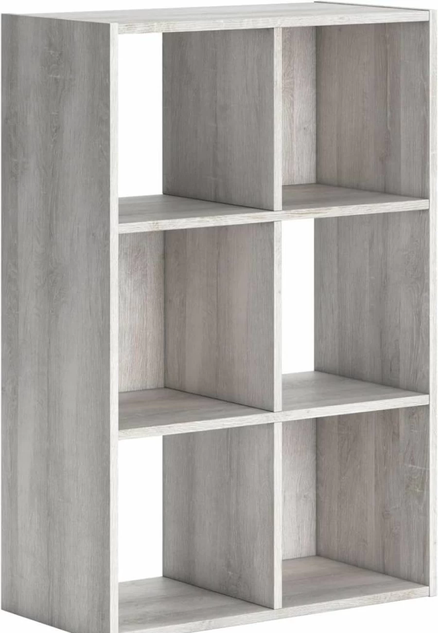 Signature Design by Ashley Paxberry Whitewash Coastal 8-Cube Storage Organizer & Bookcase, Modern Shelf Unit for Home Office