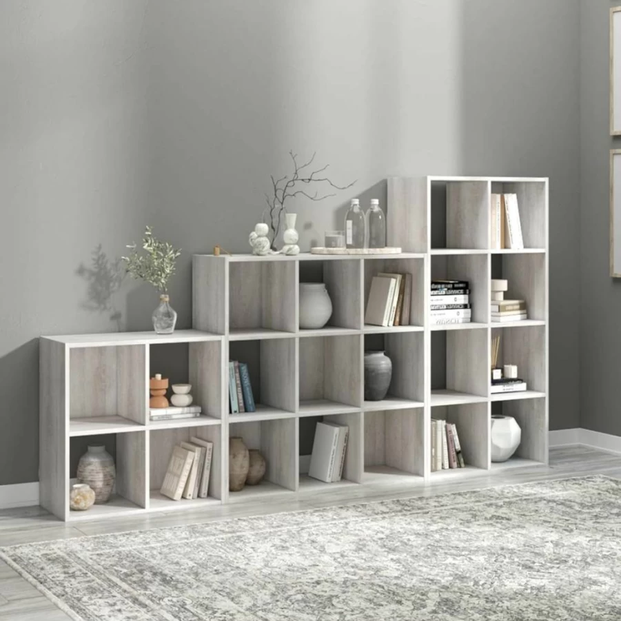 Signature Design by Ashley Paxberry Whitewash Coastal 8-Cube Storage Organizer & Bookcase, Modern Shelf Unit for Home Office
