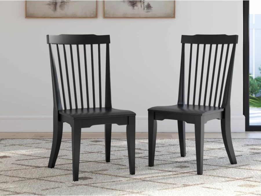 Signature Design by Ashley Mendinfort Black Dining Side Chairs, Set of 2, Modern Kitchen Accent Chairs