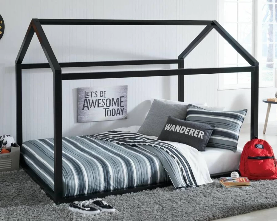 Signature Design by Ashley Flannibrook Modern Full Size White House Bed Frame - Contemporary Bedroom Furniture
