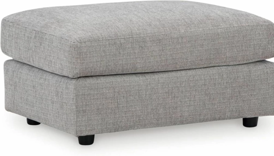 Signature Design by Ashley Gray Upholstered Rectangular Ottoman - Casual Living Room Footrest Stool