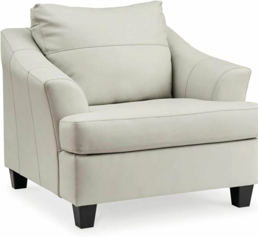 Signature Design by Ashley Genoa Contemporary Oversized Leather Match Chair in White – Modern Upholstered Living Room Seating
