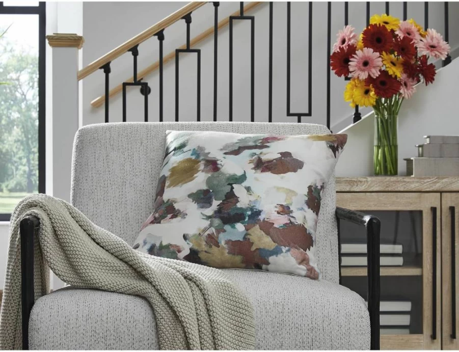 Signature Design by Ashley Herston Square Decorative Pillow in White and Green