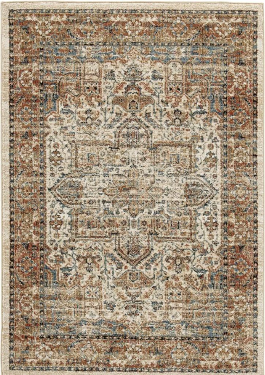 Signature Design by Ashley Jirair Traditional 8x10 Ft Medallion Pattern Area Rug in Brown & Cream Multi-Color for Living Room Decor