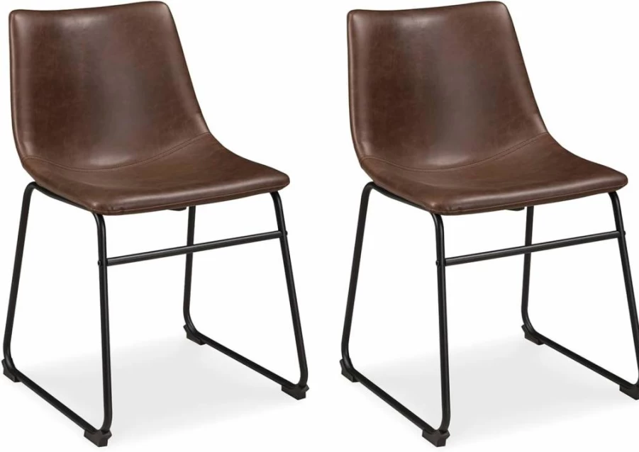 Signature Design by Ashley Centiar 19" Urban Industrial Faux Leather Bucket Dining Chairs, Set of 2, Gray