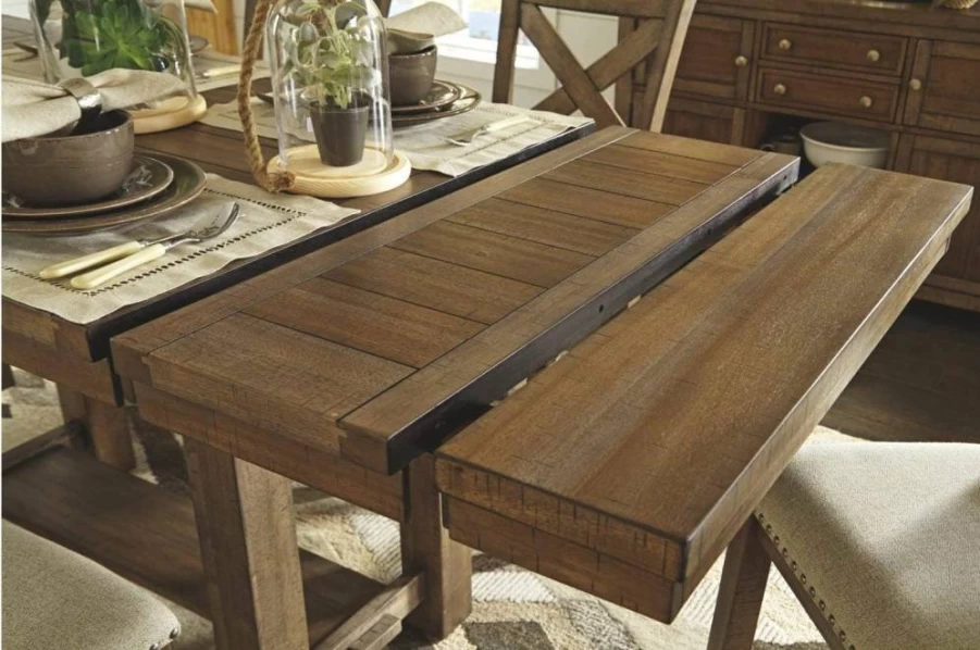 Signature Design by Ashley Moriville 36" Rustic Farmhouse Extendable Counter Height Dining Table in Brown