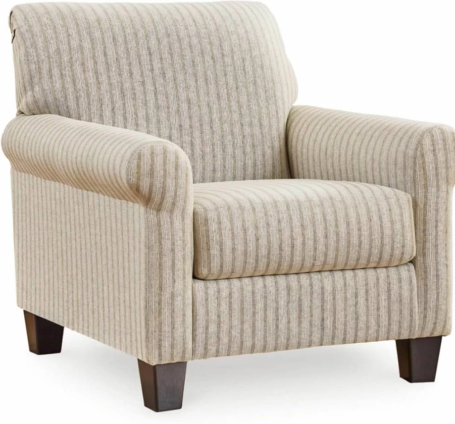 Signature Design by Ashley Valerani Striped Upholstered Accent Chair - Beige Classic Living Room Seating