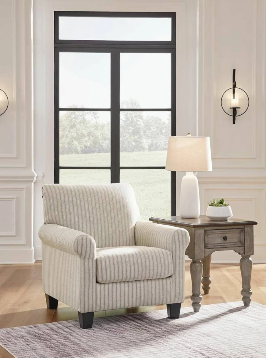 Signature Design by Ashley Valerani Striped Upholstered Accent Chair - Beige Classic Living Room Seating