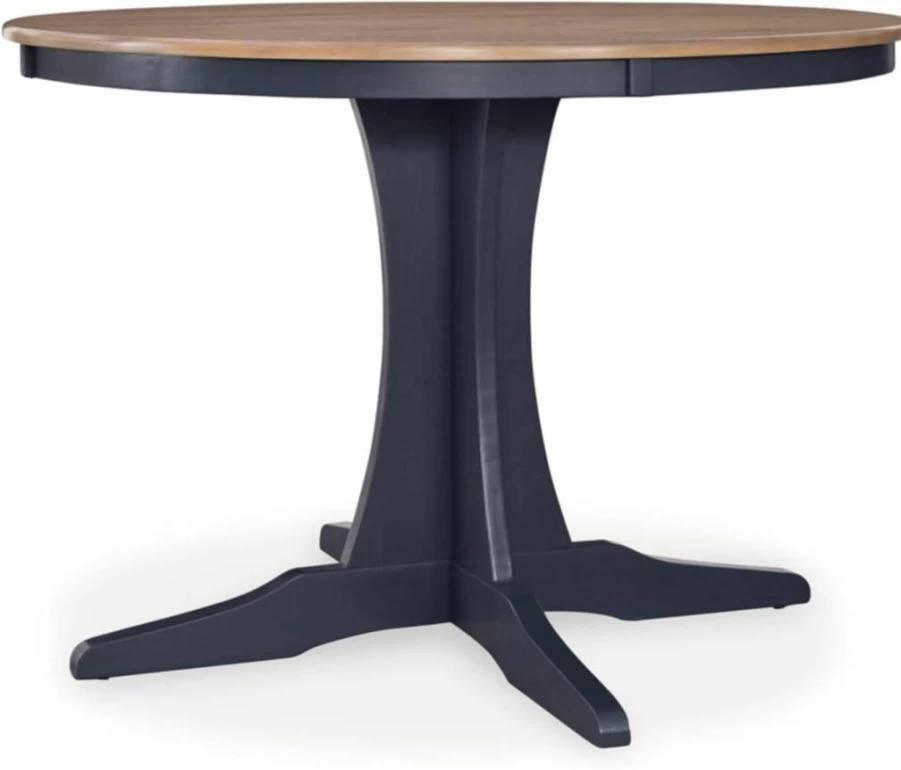 Signature Design by Ashley Landocken Casual Dining Table - Light Brown & Blue Pedestal Base, Modern Kitchen Table