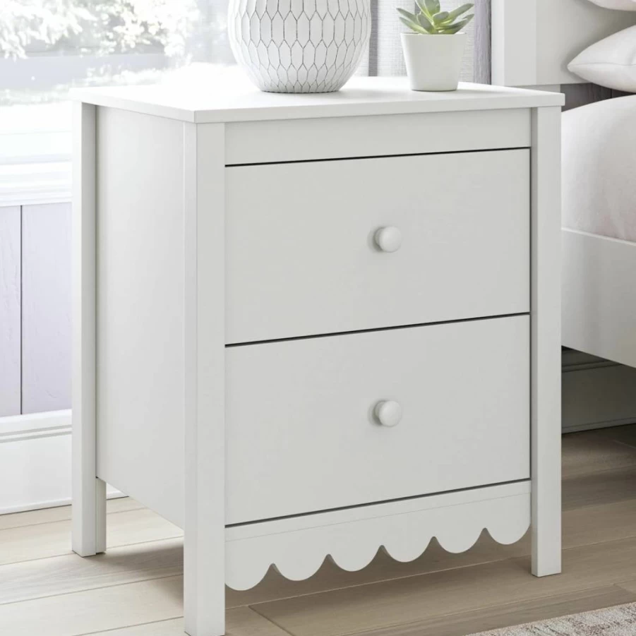 Signature Design by Ashley Bermacy Light Brown Nightstand with 2 Drawers and Straight Legs, 24.37" Height, Casual Bedside Table