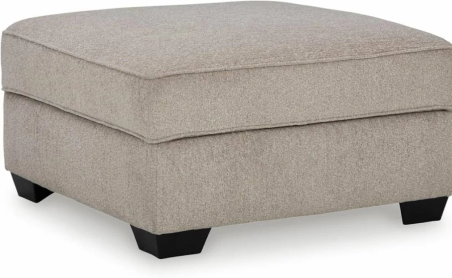 Signature Design by Ashley Cambri White Reversible Square Storage Ottoman with Cup Holders - Versatile Table Top Design