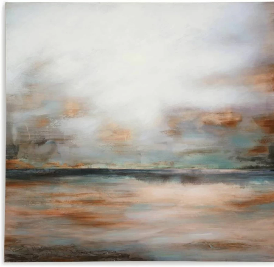 Signature Design by Ashley Weatheridge Modern Abstract Canvas Wall Art in Gray & Orange – Gallery Wrapped Framed Decor