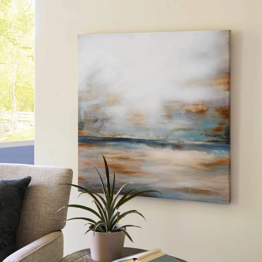 Signature Design by Ashley Weatheridge Modern Abstract Canvas Wall Art in Gray & Orange – Gallery Wrapped Framed Decor