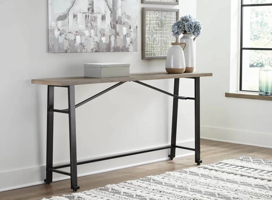 Signature Design by Ashley Karisslyn Black & Beige Industrial Style Counter Height Dining Table