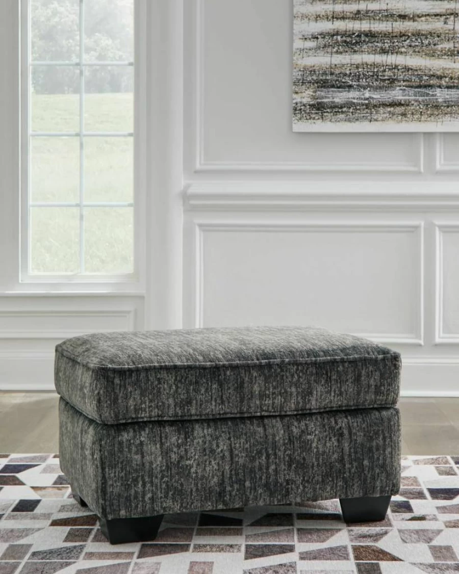 Signature Design by Ashley Lonoke Modern Gray Upholstered Rectangular Ottoman