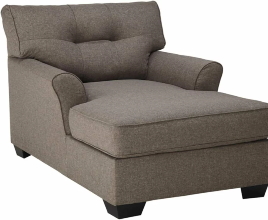 Signature Design by Ashley Tibbee Tufted Modern Chaise Lounge in Dark Taupe - Contemporary Living Room Accent Chair