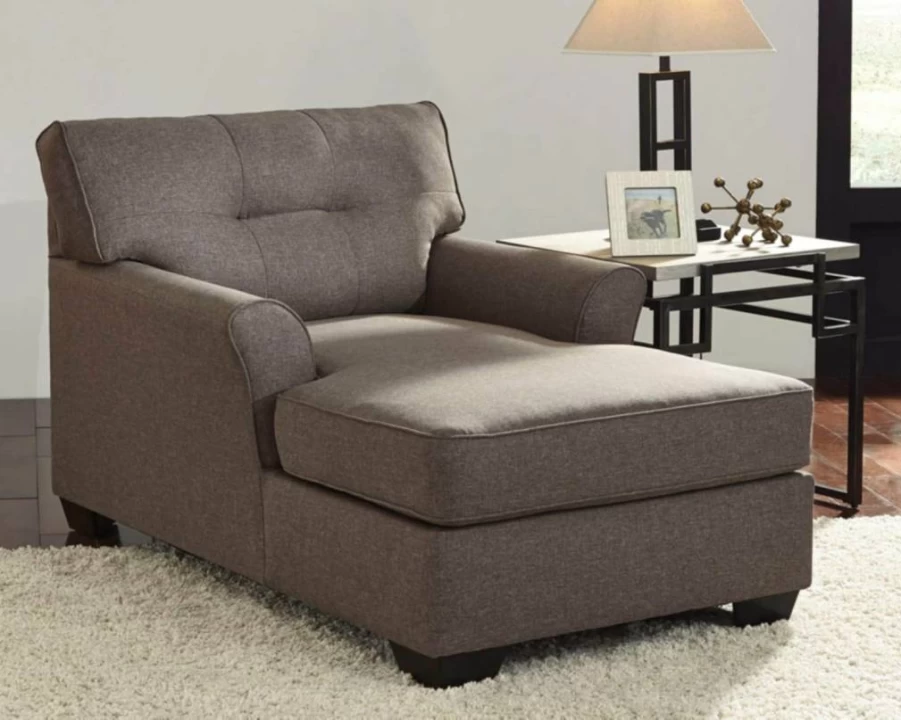 Signature Design by Ashley Tibbee Tufted Modern Chaise Lounge in Dark Taupe - Contemporary Living Room Accent Chair