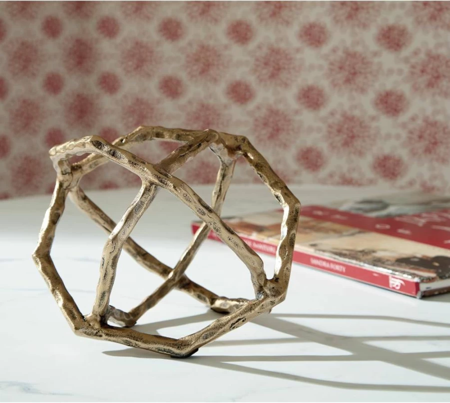 Signature Design by Ashley Laddington Modern Aluminum Metal Sculpture - Interlocking Rings Tabletop Decor, Metallic Finish
